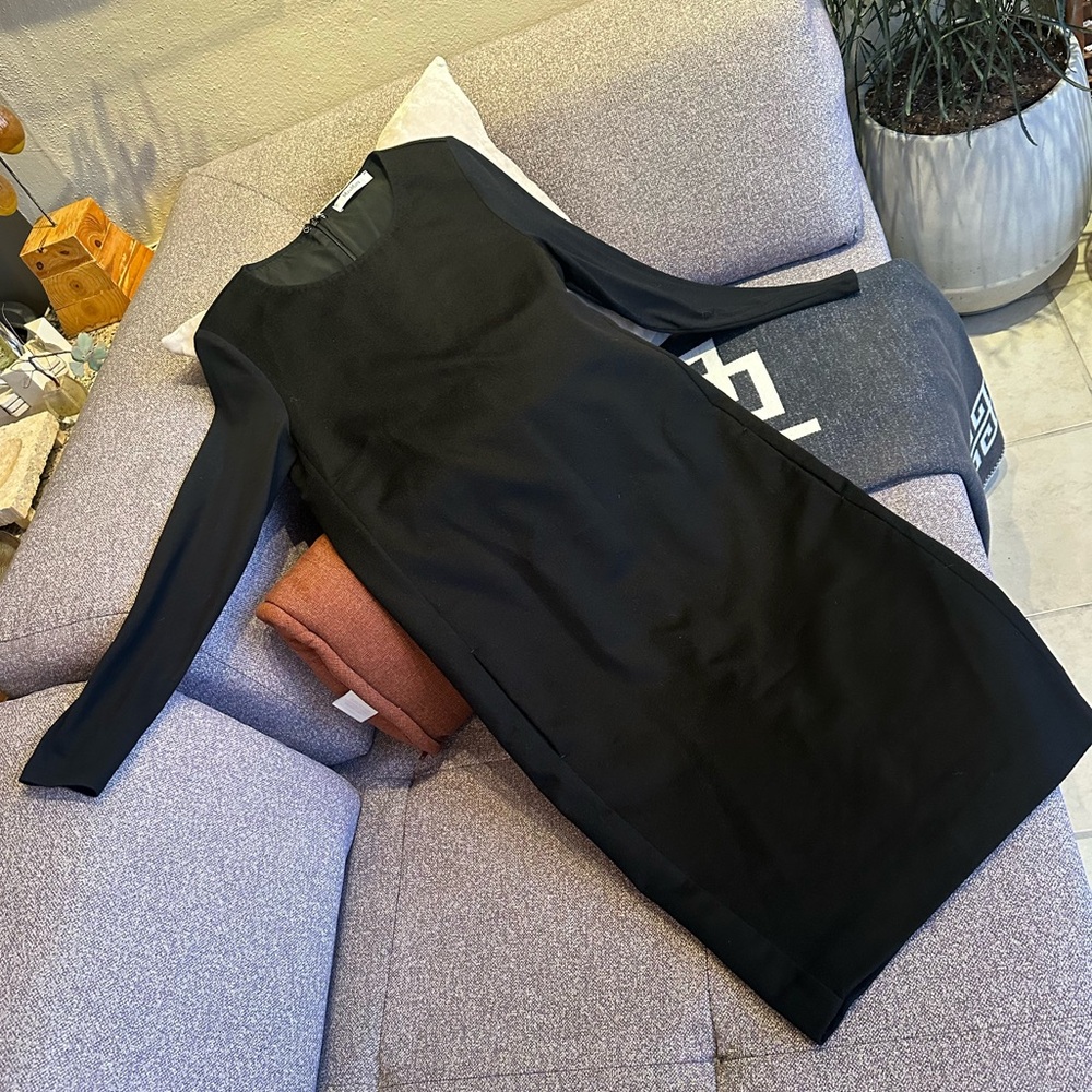 $1300 MaxMara Camel Hair & Wool Black Long Sleeve Dress w Pockets Sz 4 US in EUC